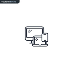 Electronic devices, linear style sign for mobile concept and web design