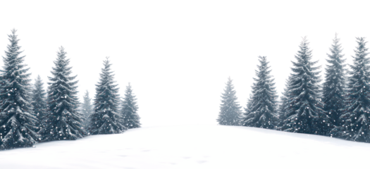 PNG A snowy landscape with many pine trees covered in snow background outdoors scenery.
