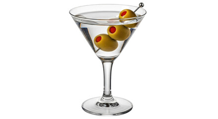 Isolated Classic Martini with Olives