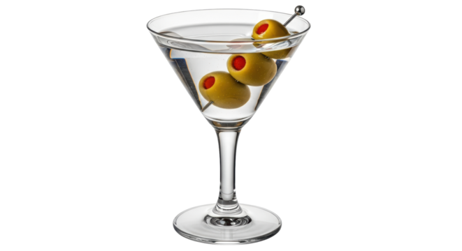 Isolated Classic Martini with Olives