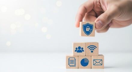 Building secure digital futures stack your business with essential icons for data protection and connectivity