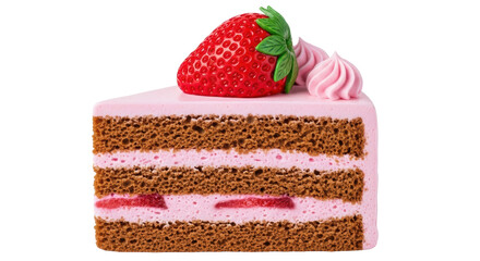 Isolated slice of strawberry cake