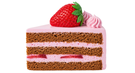 Isolated slice of strawberry cake