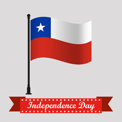 Flat Chile Independence Day With Waving Flag