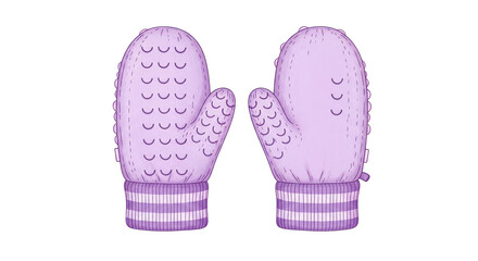 Isolated Lilac Knitted Mittens