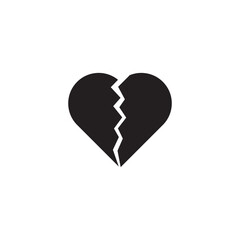 black broken heart icon . black heartbreak symbol on white background. vector illustrator.