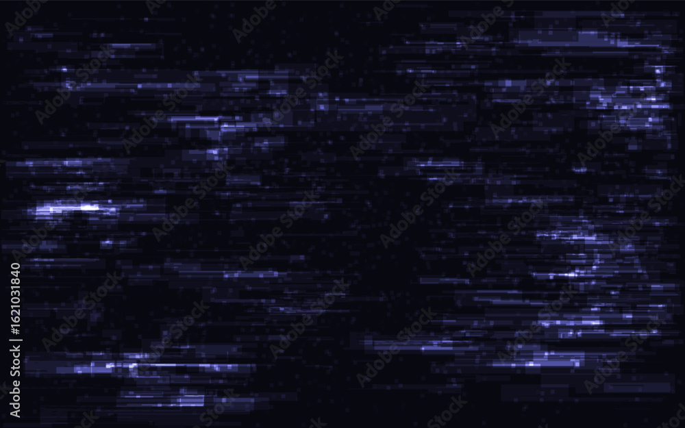 Poster glitch background with digital distortion. pixelated noise effect in dark neon colors for tech or cy