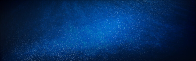 Blue space background with shining stars and cosmic dust. Realistic beautiful milky way. Night sky wallpaper for sci-fi, astronomy or futuristic concept. Vector Illustration.