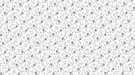 Seamless Vector Floral Pattern with Minimalist Hand-Drawn Flowers and Leaves Elegant Repeating Botanical Background for Fabric, Wallpaper, Textile, and Surface Decoration