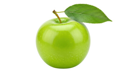 Isolated Green Apple with Leaf
