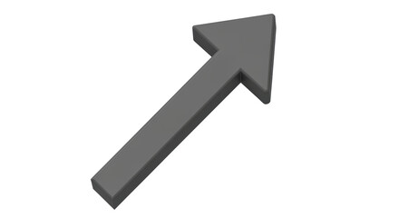 Isolated Grey Arrow Pointing Up and to the Right