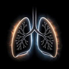 Glowing human lungs with bronchial tree