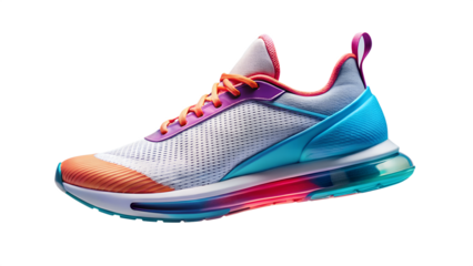 Vibrant Athletic Shoe Isolated Modern Design Colorful Sneaker on transparent background vibrant