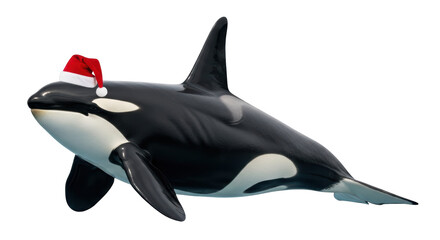 Isolated Orca with Christmas Hat