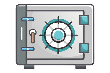 Steel Safe Vault Vector with Combination Lock Illustration