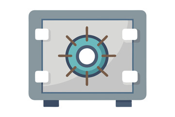 Secure Vault Vector with Central Dial and Metallic Finish