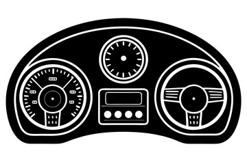 Vehicle Dashboard Vector with Speed Indicators and Controls