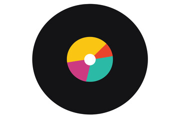 Vector Graphic of Classic Vinyl Record with Colored Center