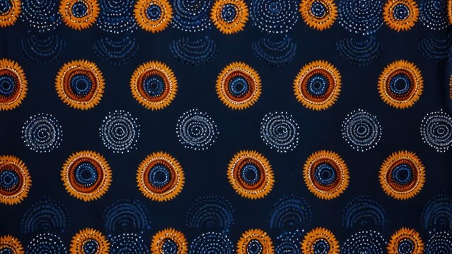 Bold Indigo-Dyed Shweshwe Cotton Textile from South Africa with Repeating Motifs