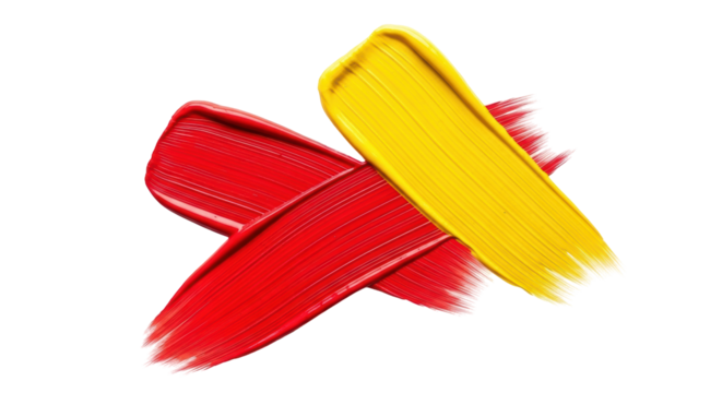 Isolated Red and Yellow Paint Strokes