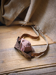 Old sling with a stone