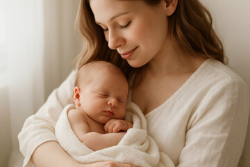 mother holding newborn baby, soft light, warm tones, World Breastfeeding Week