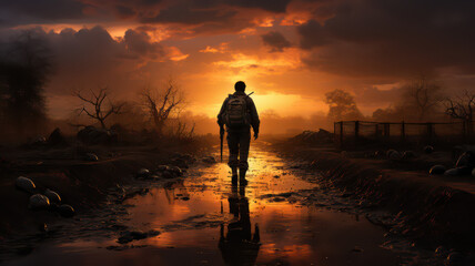A firefighter stands resilient against a fiery backdrop, showcasing bravery and strengt.png