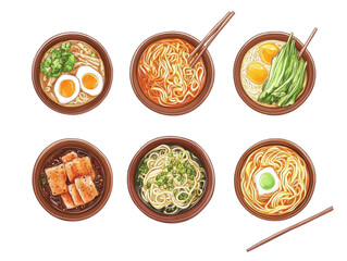 Chinese food set on white background
