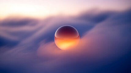 Orb of Light Hovering Amidst the Dreamy, Blurry Hues of Dawn or Dusk, Suspended in a Soft and Surreal Atmosphere