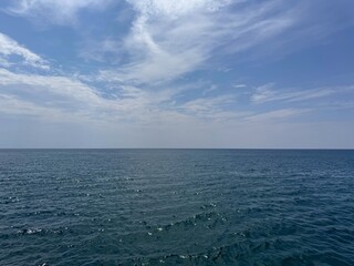 Blue twinkling sea waves and sky.