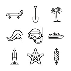 vector set of beach icons