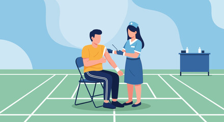 Vaccination Campaign Against Disease Nurse Injecting Vaccine To A Patient