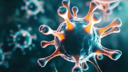 Microscopic view of virus cells showing contagious disease - Powered by Adobe