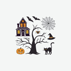 Halloween house with bats