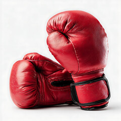 A pair of red leather boxing gloves isolated on white background