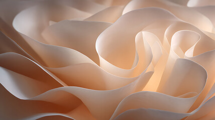Delicate peach paper petals softly layered with warm light abstract cream