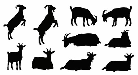 Goat Silhouettes Vector Set