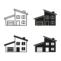 House icon set. Vector isolated illustration. House with a garage symbol