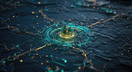 Futuristic technological surface showcasing data transfer and innovation, abstract high tech