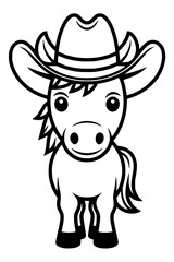 Cute Cowboy Horse – Bold Minimalist Vector Line Art for Apparel and Vinyl Cutting generative ai 