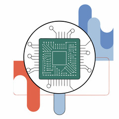 Abstract Closeup Microchip Circuit Vector Background