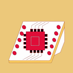 Abstract Closeup Microchip Circuit Vector Background
