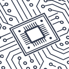 Abstract Closeup Microchip Circuit Vector Background