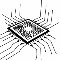 Abstract Closeup Microchip Circuit Vector Background