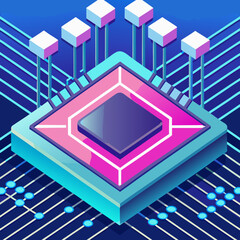 Abstract Closeup Microchip Circuit Vector Background