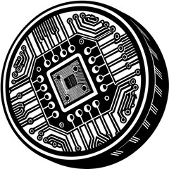 Abstract Closeup Microchip Circuit Vector Background