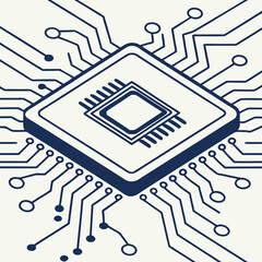 Abstract Closeup Microchip Circuit Vector Background