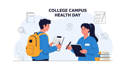 Naklejka premium Promoting Student Wellness At Campus Health Fair With Consultations And Health Information