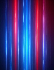 Abstract Blue and Red Neon Light Streaks on Dark Background Visual Effect
