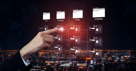 Task workflow system showing document progress through stages. Task tracking improves productivity,...
